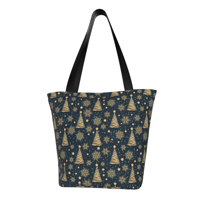 Easygdp Gold Snowflake Christmas Tree Bolso de Hombro para Mujer, Bolso Bandolera y Cartera de Mano Elegante para Uso Diario