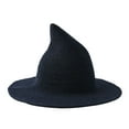 thumbnail image 1 of Funie Shaman Hat Solid Color Steeple Unisex Wide Brim Foldable Knitted Witch Cap for Halloween, 1 of 8