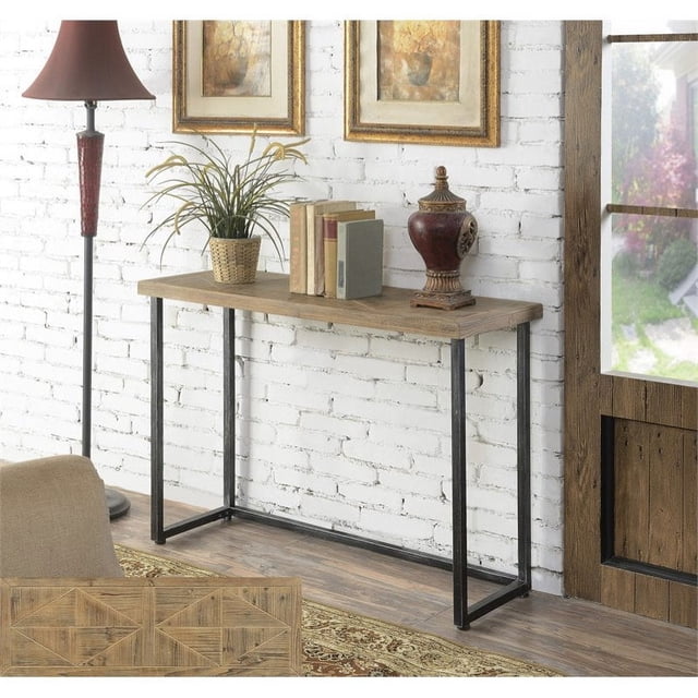 Pemberly Row Table Console de Ferme en Bois Naturel et Cadre Noir