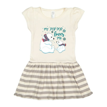 

Inktastic My Pop Pop Loves Me- Cute Polar Bears Gift Toddler Girl Dress