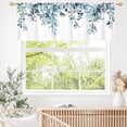 thumbnail image 6 of Blue Kitchen Curtains Valances, Eucalyptus Leaves Pattern Semi Sheer Kitchen Valances for Living Room, Watercolor Botanical Rod Pocket Short Window Treatment Decor, 52x18, 6 of 6