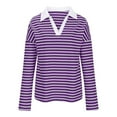thumbnail image 3 of LYXSSBYX Sweatshirts for Women Loose Fit Womens Striped Long Sleeve Shirts Casual V Neck Tunic Tops Oversized Pullover Blouses Fall Shirt, 3 of 6
