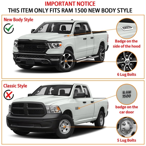 Running Boards for 2019-2026 Ram 1500 New Body Quad Cab 6" Nerf Bars Side Steps