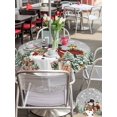 thumbnail image 4 of Outdoor Tablecloth with Umbrella Hole and Zipper, Grey Christmas Round Table Cloth 54 Inch Waterproof Tablecloth, Snowman Xmas Snowflake Botanical Tree Picnic Table Cover for Patio Camping, 4 of 7
