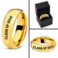thumbnail image 4 of Tungsten Graduating Class Of 2019 Band Ring 7mm Men Women Comfort Fit 18k Yellow Gold Dome Polished, 4 of 4