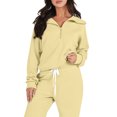 thumbnail image 7 of ZsaeSM Women 2 Piece Casual Tracksuit Sets Half Zip Lapel Sweatshirt & Drawstring Wide Leg Pants Comfy Lounge Outfit Set Complexion L, 7 of 7