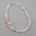 thumbnail image 5 of K-KED Pink Rose Quartz Rough Raw Necklace Rose Gold Plated CZ Pave Bowknot Connector, 5 of 8