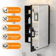 thumbnail image 3 of KZElegy Bathroom Medicine Cabinet with Mirror ,20" x 30" Wall Mount Storage Medicine Cabinet with Mirror,Adjustable Shelves and Tempered Glass,Black, 3 of 11