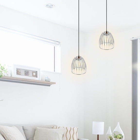 SEWCHICS 2-Pack Industrial Pendant Light Shades Metal Cage Lamp Fixtures for Dining Room Kitchen Decor