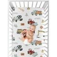 thumbnail image 3 of Sweet Jojo Designs Construction Truck Red Blue and Grey Fitted Crib Sheet, 3 of 6