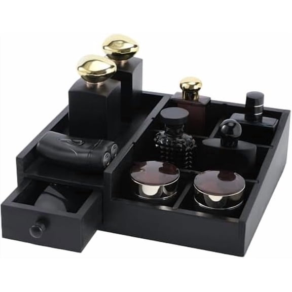 Organizer For Men,Bathroom Countertop Organizers,Perfume Organizer,Cologne Organizers,Bathroom Storage,Perfume Stand,Gifs For Men,Mens Valentines Day Gifts,Adjustable Partition(Black)
