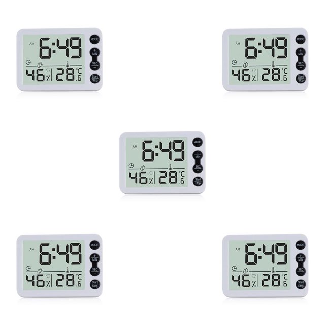 Inteprter Reloj Digital de escritorio, Sensor Dual, alarma electrónica, termómetro, botón de operación, funciona con batería, temporizador LCD, Type5 NO5 Inteprter CBP162571