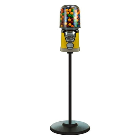 Gumball Machine with Stand - Yellow Home Vending Machine - Gum Ball Machine with Cylinder Bank - Candy Dispenser - Bubble Gum Machine for Kids - Bubblegum Machine
