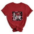 thumbnail image 4 of Ounisa T-Shirts pour Femmes Col Rond Mignon Cœur Lettre Graphique Manches Courtes Hauts d'Été, 4 of 5