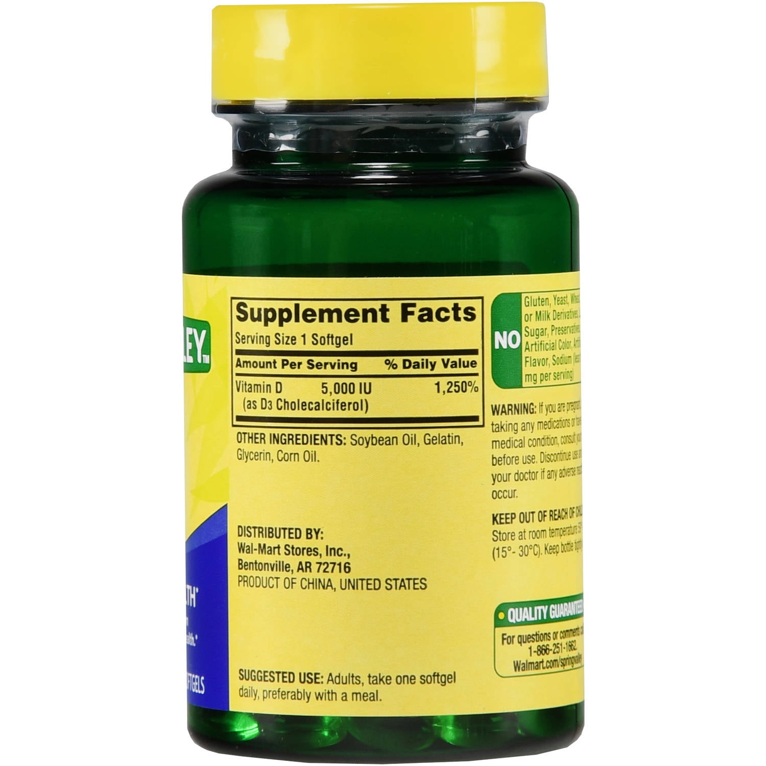 Spring Valley Vitamin D3 Softgels 5000iu 100ct Walmartcom