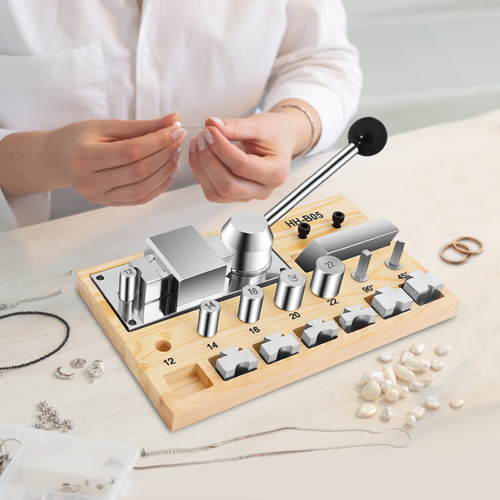 Peakora Ring Bending Tool Ring Bender Multi-functional Ring Bending Kit Earring Ring Bending Machine Metal Ring Earring Jewelry Crafts Making Processing Ring Bending Tool Set