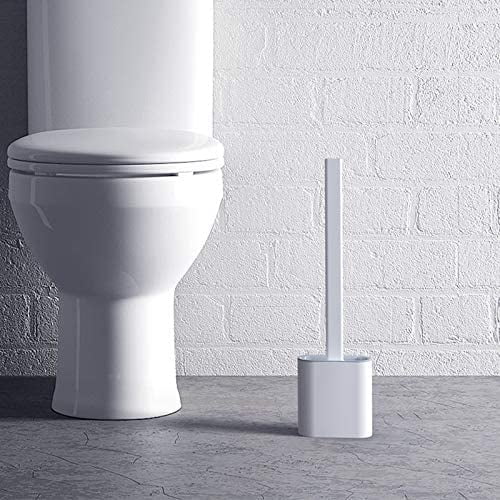 Toilet Cleaning Brush Floor-Standing-Grey Silicone Toilet Brush with Holder Set for Bathroom,Toilet Bowl Cleaner Brush and Ventilated Holder,Toilet Brush with Flexible Silicone Bristles 