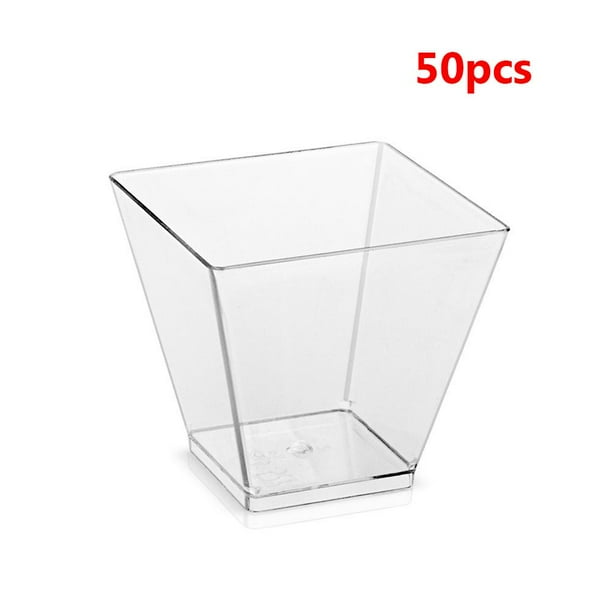 50 Uds. Vasos desechables de plástico transparente para yogur, Mousses, postres, aperitivos