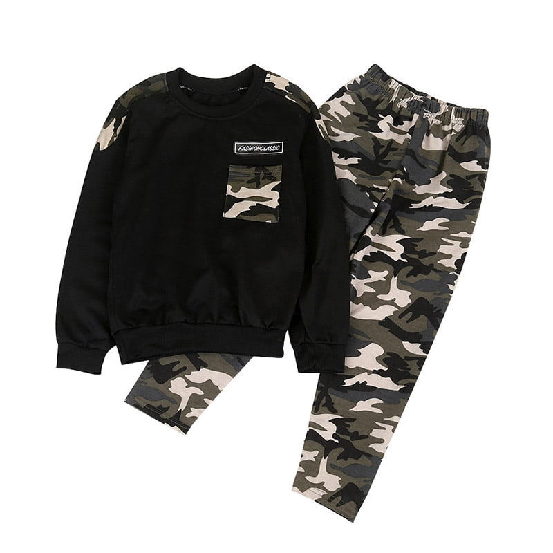Camouflage Pants 1-4T Baby Toddler Boys Kids Clothes Outfit Set Fall Winter New Long Sleeve Letter Print Tops 