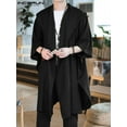 thumbnail image 3 of INCERUN Men Vintage Hooded Cape Solid Color Long Sleeve Kimonos Poncho Cloaks Casual Baggy Coat Cardigan Jackets, 3 of 6