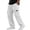 White, variant on Mens Pants Casual Elastic High Waist Drawstring Cotton Linen Cargo Beach Pant Straight Leg Trouser with Pockets, S