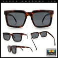 thumbnail image 2 of Beveled Thick Plastic Retro Horn Rim Rectangle Sunglasses Tortoise - Black, 2 of 8