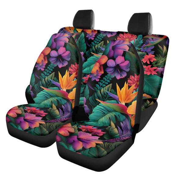 Uourmeti Flower Pattern Car Seat Covers 3 Pieces Car Seat Cover Full Sets Durable Fashion Suitable for Trucks Most Sedans