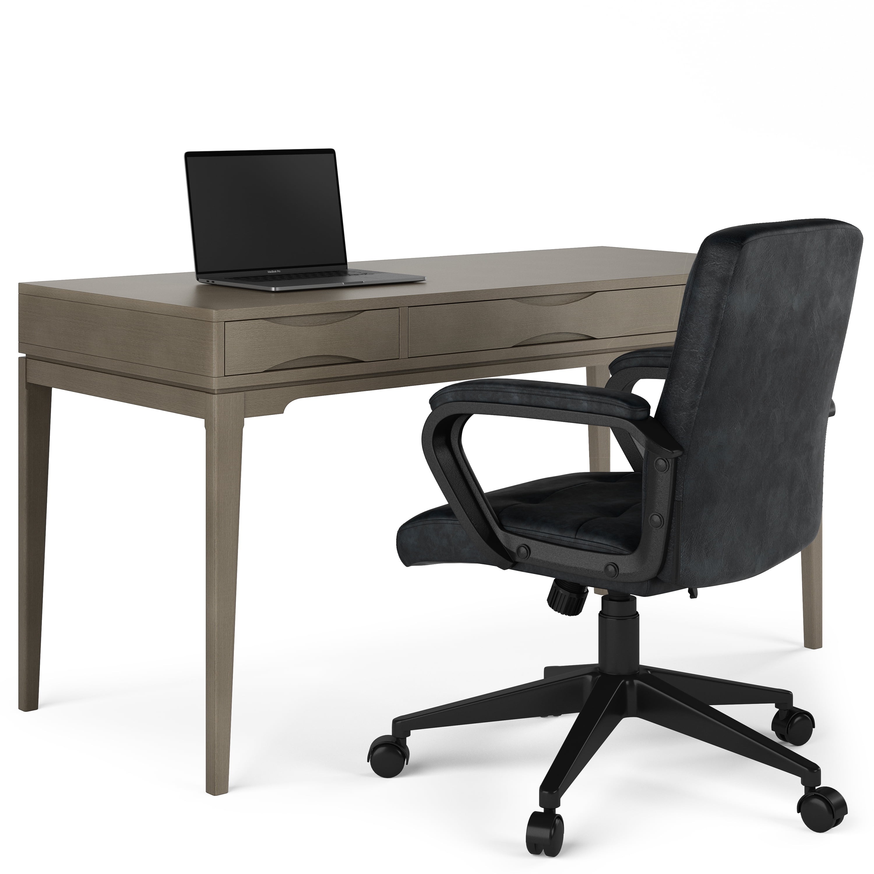 Simpli Home Harper Solid Hardwood Desk in Farmhouse Gray