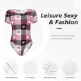 thumbnail image 6 of Naloa Heart Plaid Women's Short-Sleeved Onesie, One-Piece Swimsuit for Parties, dates, clubs - X-Large, 6 of 9