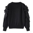 thumbnail image 5 of Ccpelsie Toddlers Big/Little Girls Cardigan Kids Sweater Button Up Long Sleeves Knitwear Open Front Crew Neck Tops(Black,7-8 Years), 5 of 9