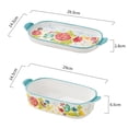 thumbnail image 2 of Colorful Hand-Painted Floral Double-Handled Baking Pan with Lid Rectangular Tableware Cheese Baked Rice, 2 of 6