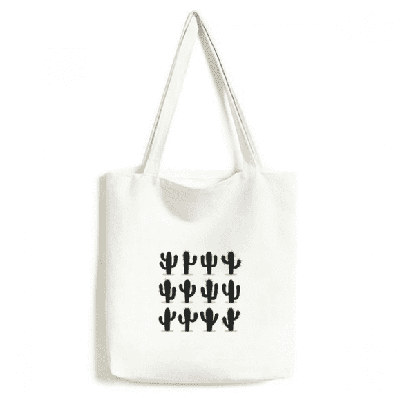 Cactus Outline Succulents Pattern Tote Canvas Bag Shopping Satchel Casual Handbag