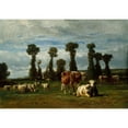 thumbnail image 3 of Constant Troyon 24x18 Black Modern Framed Museum Art Print Titled - Pasture in Normandy (1852), 3 of 5