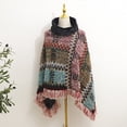thumbnail image 5 of Autumn Winter Capes Ladies Poncho with Fringe Hem Crochet Cape National Pullover Knitted Cloak Warm Wool Shawl for Women, 5 of 7