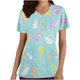 thumbnail image 2 of Puntoco Liquidación de blusas cortas para mujer Blusas estampadas para mujer Blusa de trabajo con cuello en V y manga corta con doble bolsillo, 2 of 5