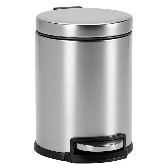 PayLessHere 1.32 Gal Stainless Trash Can - Round w/Pedal & Lid for Bathroom/Office