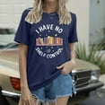 thumbnail image 2 of Plus Size Summer Clothes for Women Ladies Crew Neck Casual Letter Print T Shirt Trendy All Matching Graphic Top For Everyday Wear Short Sleeve Colla Shirts Women Button up Blouses plus Dark Blue M, 2 of 4