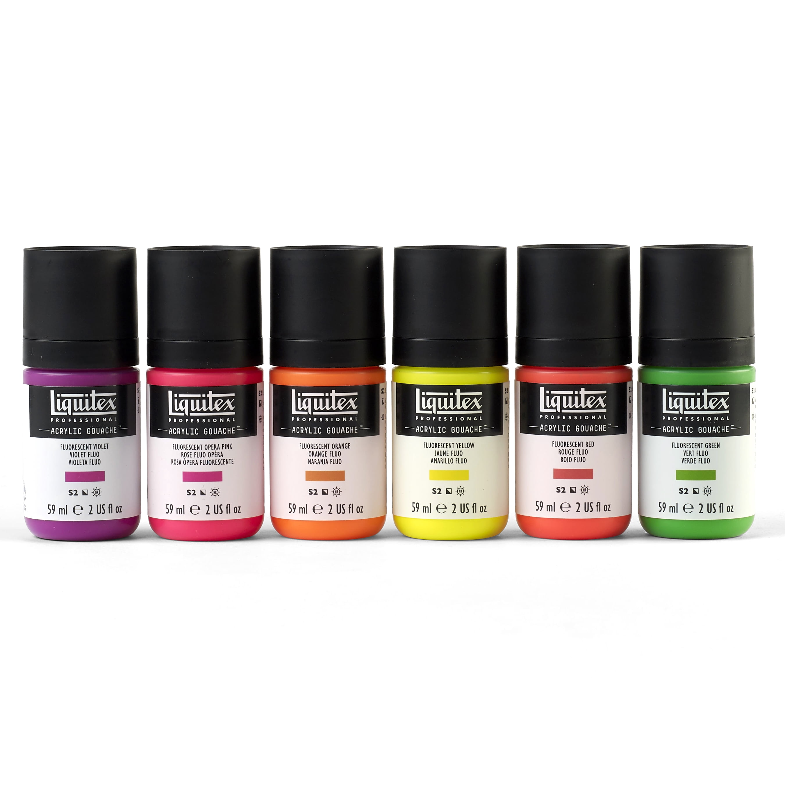 Liquitex Professional Acrylic Gouache Set, 6-Colors, 59ml, Fluorescent