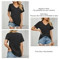 thumbnail image 5 of Ladies' Solid Color Casual Shirt for Daily Wear & Shopping, Black XL V-Neck Short Sleeve Tee Bienvenido, 5 of 6