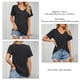 thumbnail image 5 of Camisa casual de color sólido para mujer para uso diario y compras, camiseta de manga corta con cuello en V XL negra, 5 of 6