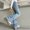 Blue-01, variant on Pants for Girls Kids Bow Applique Flared Bootcut Jeans Solid Comfortable Casual Fit Girls 4-5Y