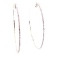 thumbnail image 3 of Clip-on Earrings Thin Crystal Hoops Rose Gold 3 inch Hoop Earrings Large, 3 of 3