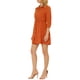 thumbnail image 4 of Vestido de camisa para mujer INSPIRE CHIC de manga 3/4, con botones, mini vestido, naranja fresco, talla S, 4 of 6