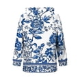 thumbnail image 6 of Trikvn Women's Floral Zip Up Sweatshirts Vintage Print Long Sleeve Hoodie Lightweight Casual Full Zip Jacket with Drawstring Pockets Chinoiserie Style Outerwear Tops, 6 of 7