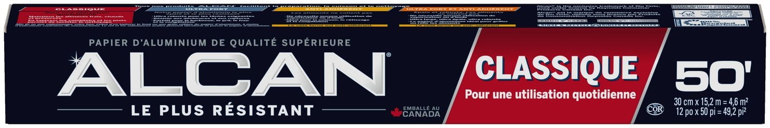 AlcanMC Papier d'Aluminium Standard 12 po x 50 pi , 1 rouleau