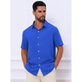 thumbnail image 4 of INSPIRE CHIC Men's Shirts Short Sleeve Button Down Beach Summer Point Collar Shirt L Royal Blue, 4 of 5