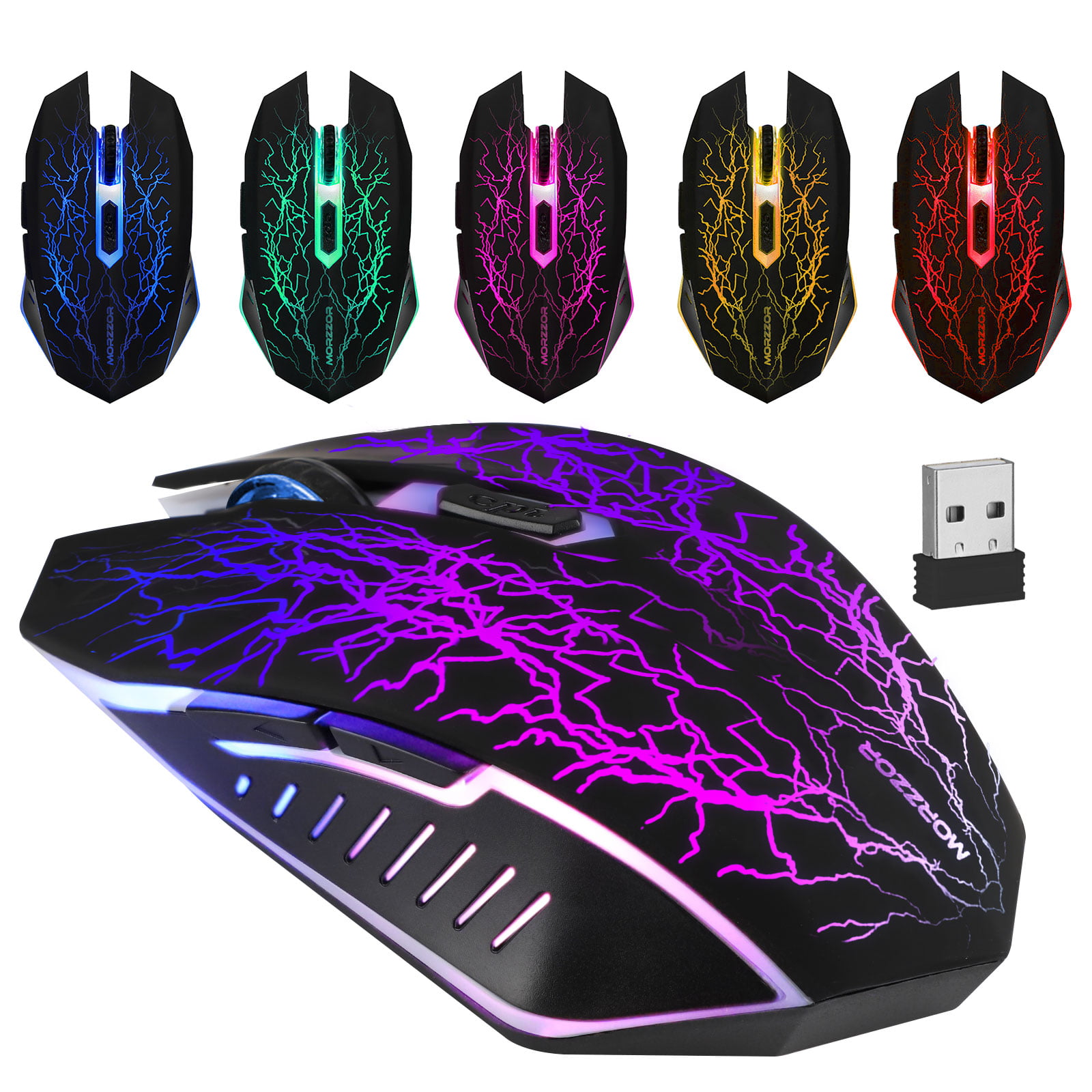 Blue Ergonomic Wireless Gaming Mouse With USB Nano Receiver For PC Laptop 