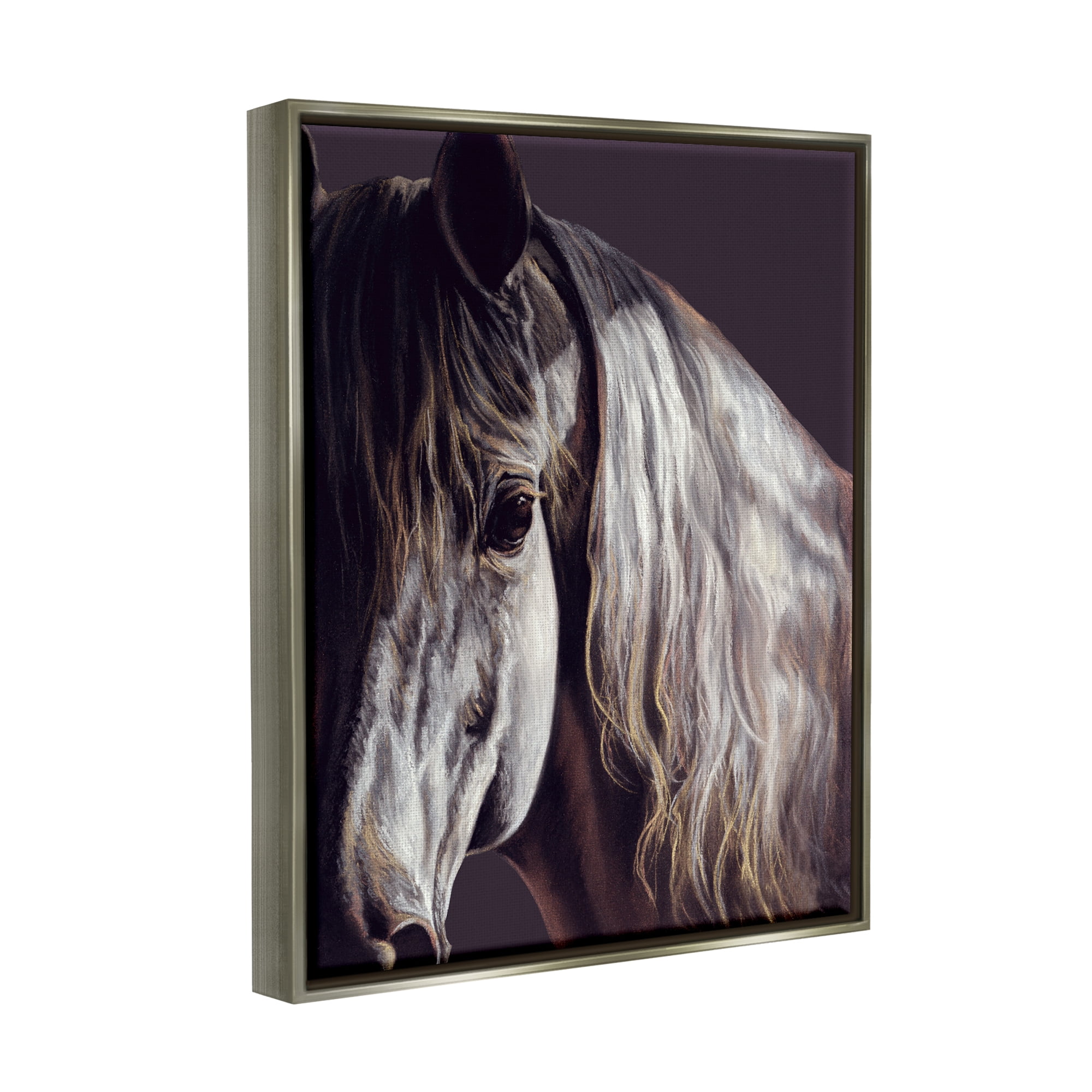 Stupell Industries Close Up Horse Face Portrait Animals & Insects Photography Gray Floater Framed Art Print Wall Art