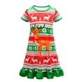 thumbnail image 1 of Gibobby Vestido de Navidad clásico a cuadros Vestido de manga corta para niñas, Cosplay, Navidad, estampado de animados, , vestido cómodo para el (Verde, 7-8 años), 1 of 5