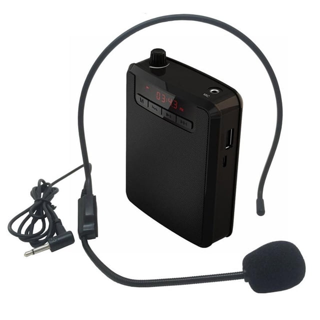 Andoer Portable Voice Amplifier Rechargeable Vioce Amplifier with Wired Microphone Headset & Waistband for Teaching Singing Training